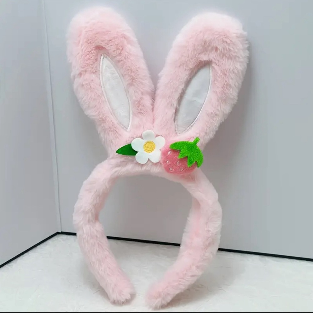 Easter Bunny Rabbit Headband Fuzzy Pink Childs Womans Cute Soft NEW